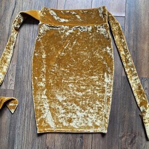 **free With Purchase - Velvet Mustard Gold Pencil Skirt